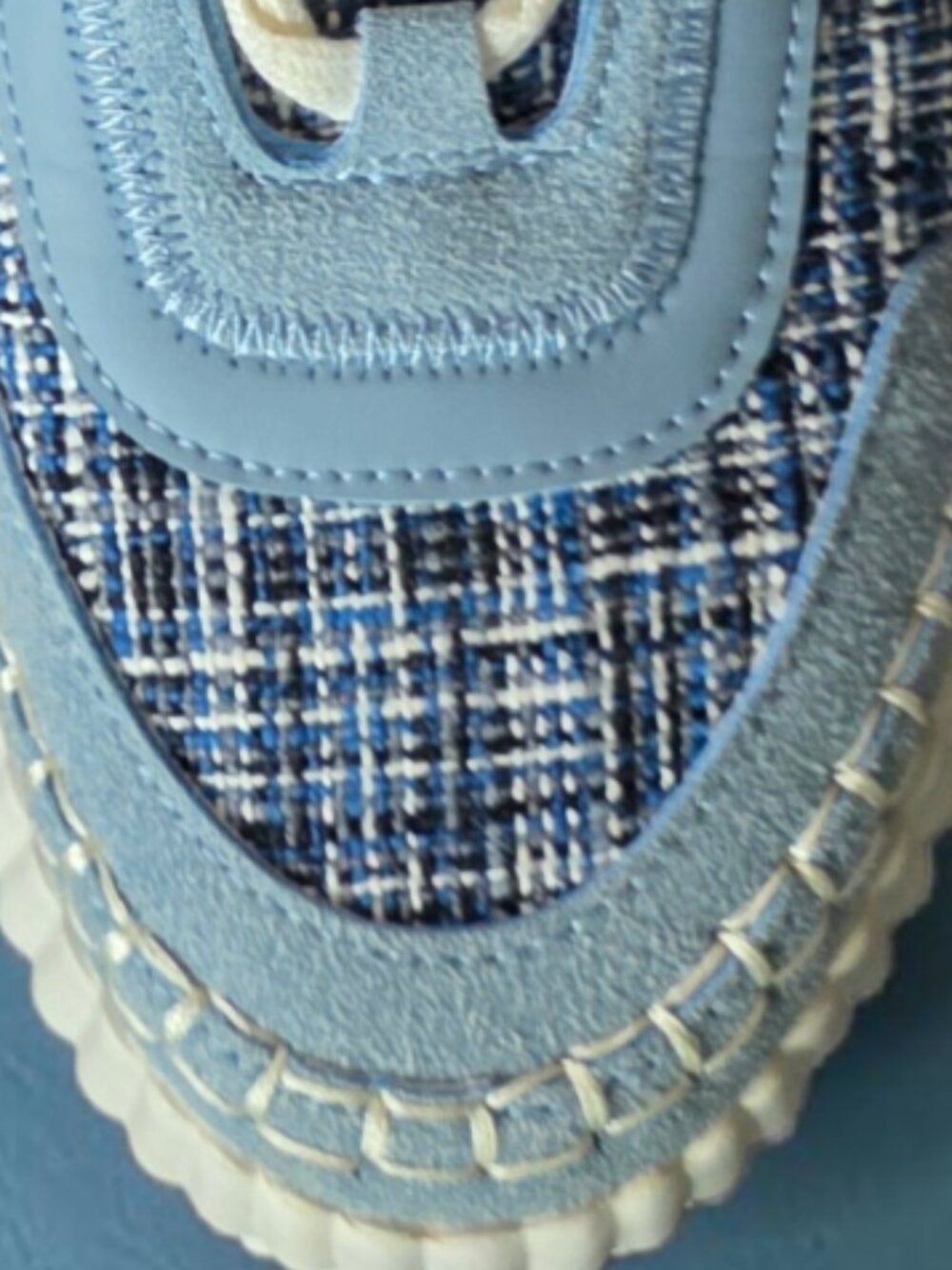 EUC CORKY's ( 8 ) HEY GIRL ADVENTURE Blue/Off White Tweed Platform Tennis Shoe - Picture 6 of 12